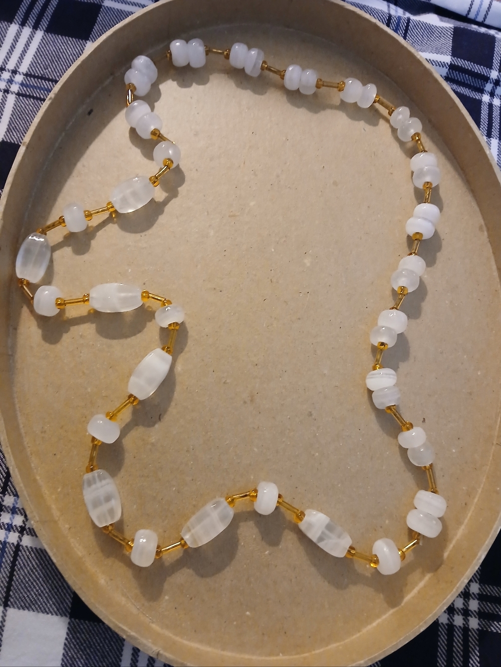 Natural Moonstone  & Glass Beaded Necklace